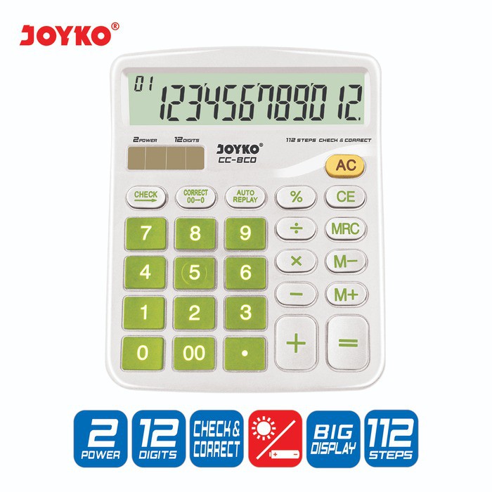 

( Hoki Jaya Stationery ) Calculator / Kalkulator Joyko CC-8CO / 12 Digits / Check Correct