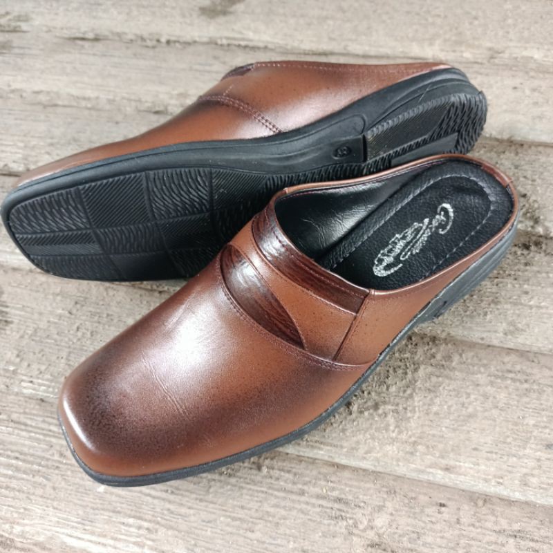 sepatu sandal kulit asli 03 coklat murah nyaman dipakai sol enggak licin