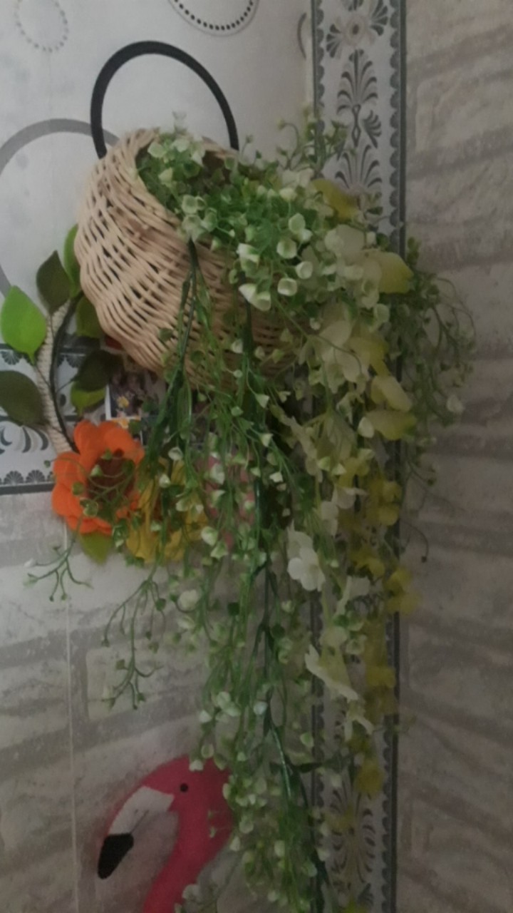 Cod.vas Rotan Tempel.pot Rotan Bulat Bunga Juntai Dinding.pot Rotan Dinding