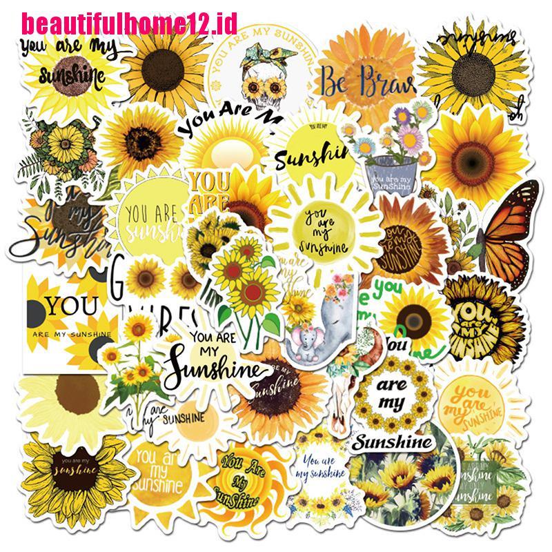 【beautifulhome12.id】50PCS Sunflower You Are my Sunshine Stickers Skateboard Guitar Laptop Motorcycle