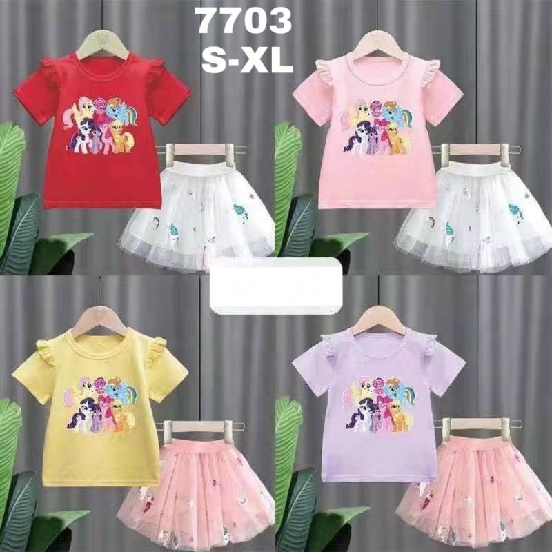 setelan rok tutu anak Import 1 - 4tahun ( motif pony )