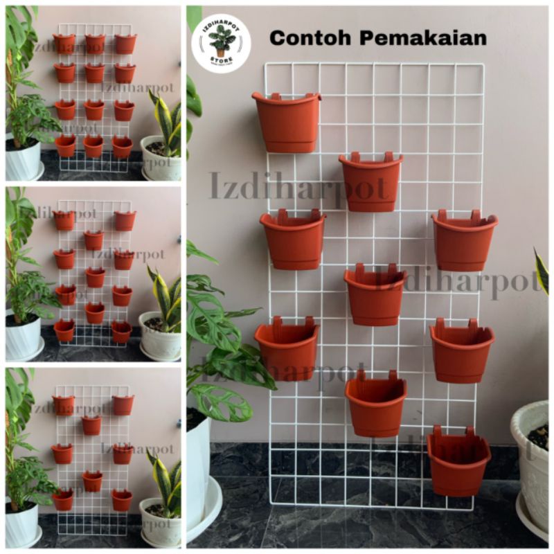 ram besi putih pot bunga gantung gantungan pot argo - RAM BESI 45CM X 95CM