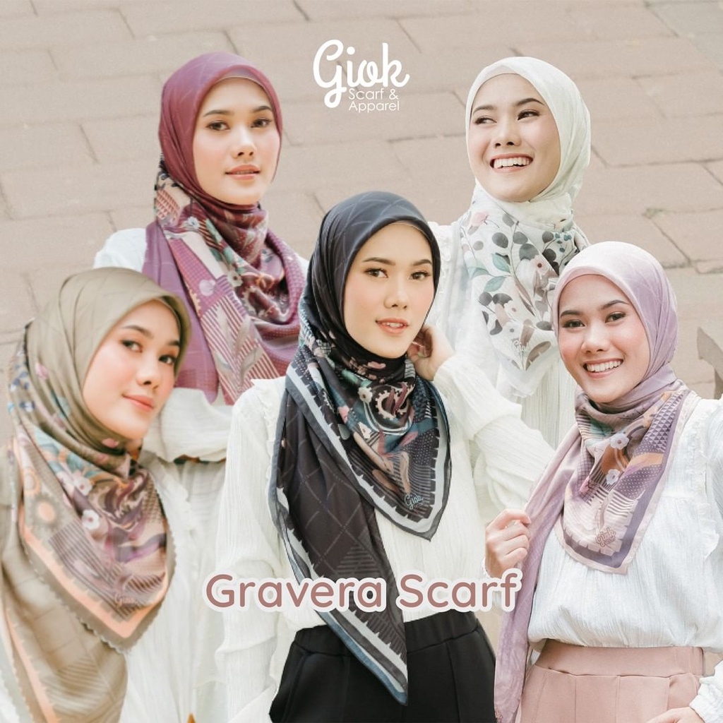 NEW GRAVERA SCARF BY GIOK SCARF & APPAREL/BAHAN VOAL ULTRAFINE/SIZE 115 CM x 115 CM/KERUDUNG SEGI EM