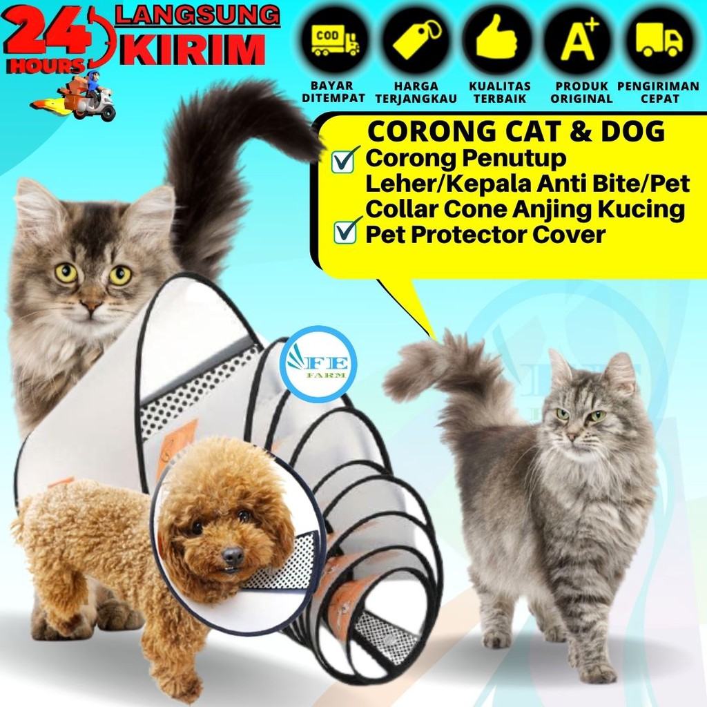 Lingkaran Corong Penutup Leher Kepala Anti Bite Pet Collar Cone Anjing Kucing Pet Protector Cover FEFARM