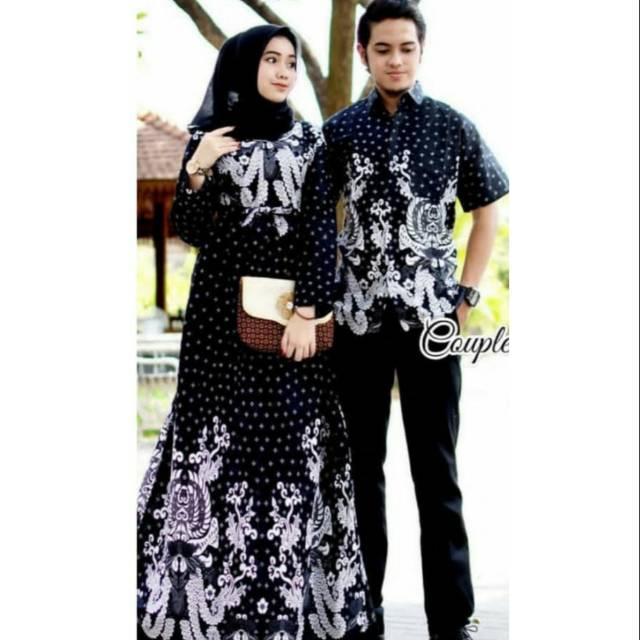 BATIK GAMIS COUPLE GURITA HITAM ABU