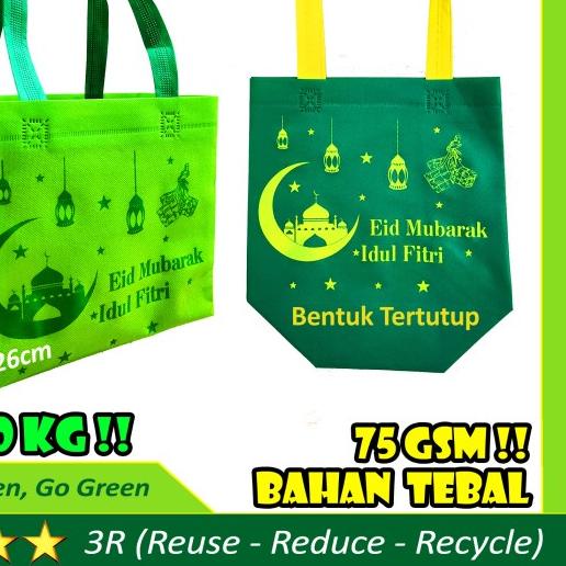 

♪ GOODIE BAG IDUL FITRI 26x13x22cm Tas Lebaran Kue kering brownies bolu - Hijau Daun ♡