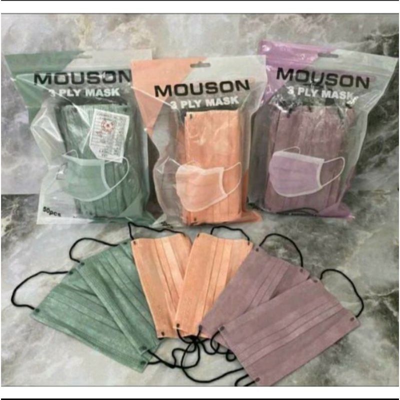 Masker 3 Ply Mouson Embos Premium isi 50 Pcs