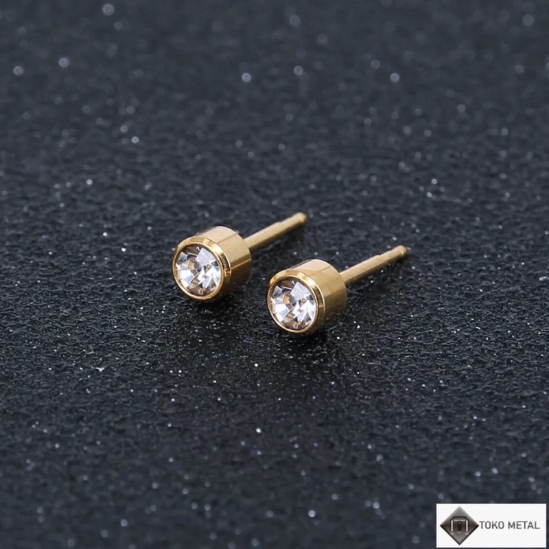 ANTING TINDIK 100% TITANIUM ANTI KARAT PRIA &amp; WANITA 3MM [TOKO METAL]