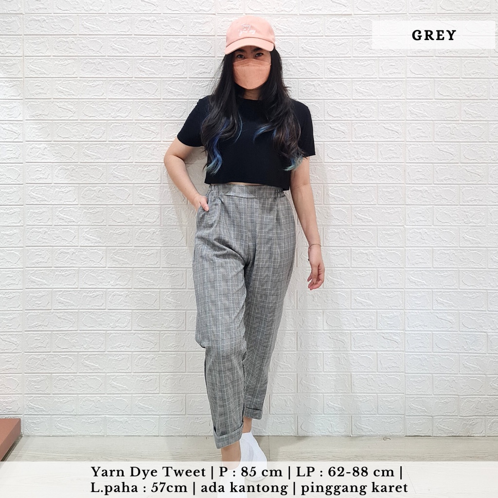 5231 plaid office pants celana kerja celana kantor