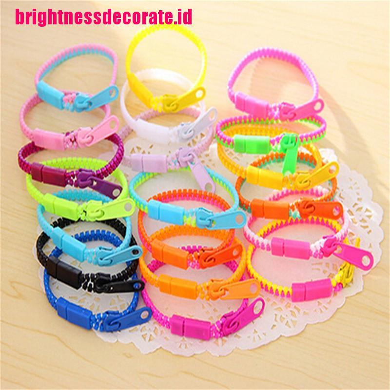 Brightid 10pcs / set Mainan Gelang Tangan Bentuk Resleting Untuk Penghilang Stress / Melatih Fokus