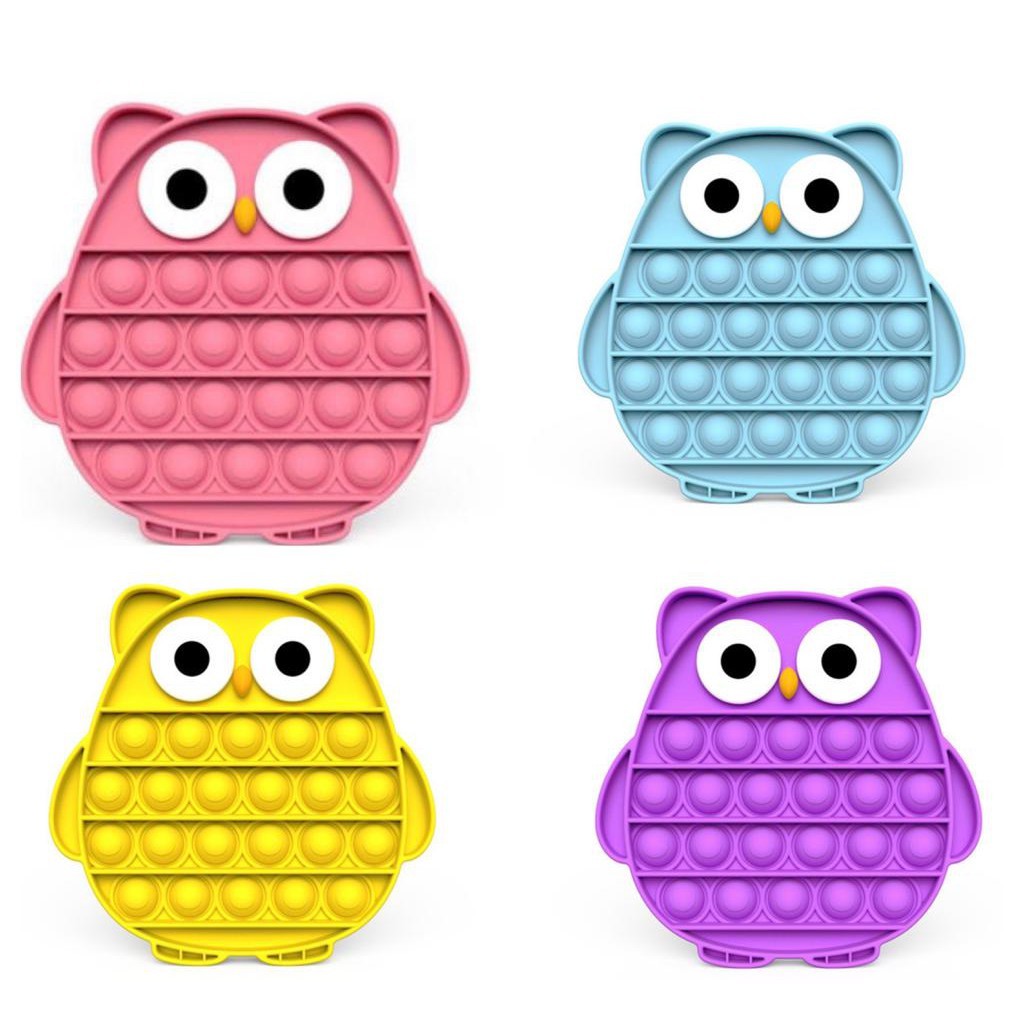 POP IT Fidget Toy mainan untuk penghilang stres pada anak Push bubble-Owl random 1pc