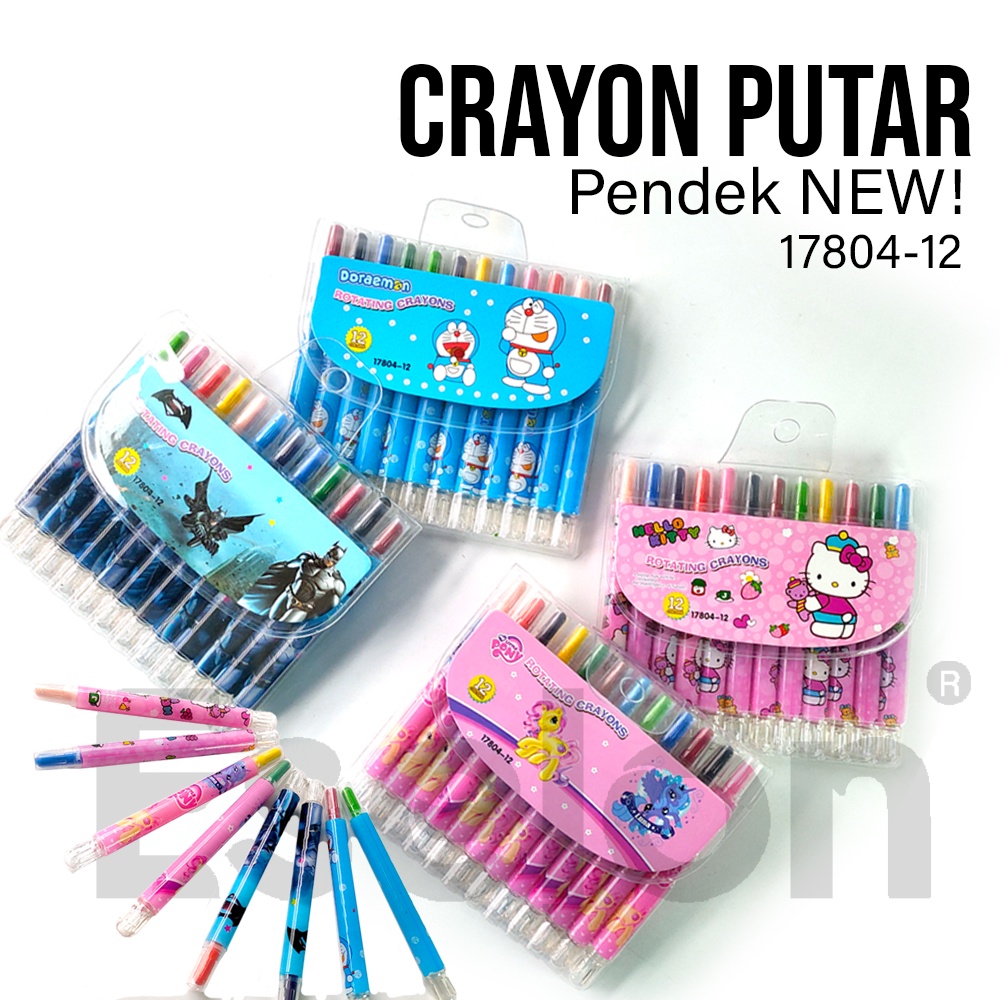 

COD Joy KTB Krayon Disney Putar - Crayon putar 12 warna, 12 colour twist crayon cute character