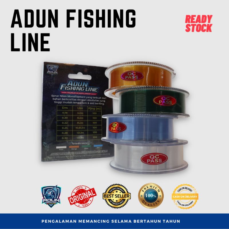 Senar Pancing Nilon Monofilament Adun Fishing Line 100m Untuk Mancing Lomba Galapung Galatama