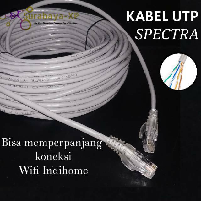 Kabel UTP Lan 45Meter 45M 45 M 45 Meter cat 5e SPC RJ45 AMP Siap Pakai