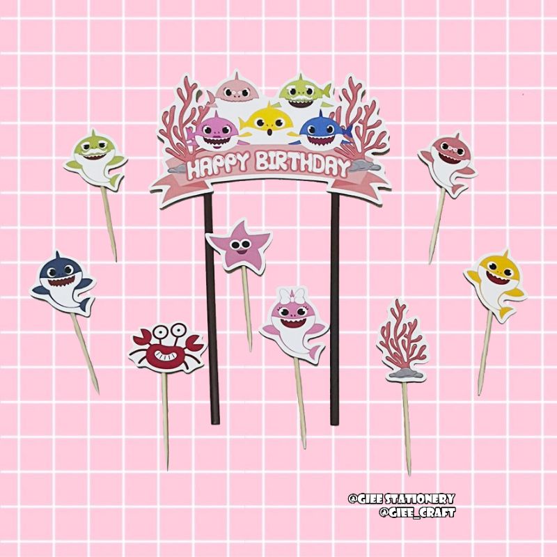 Cake Topper BABY SHARK / Topper Kue BABY SHARK / Hiasan Kue BABY SHARK / BABY SHARK