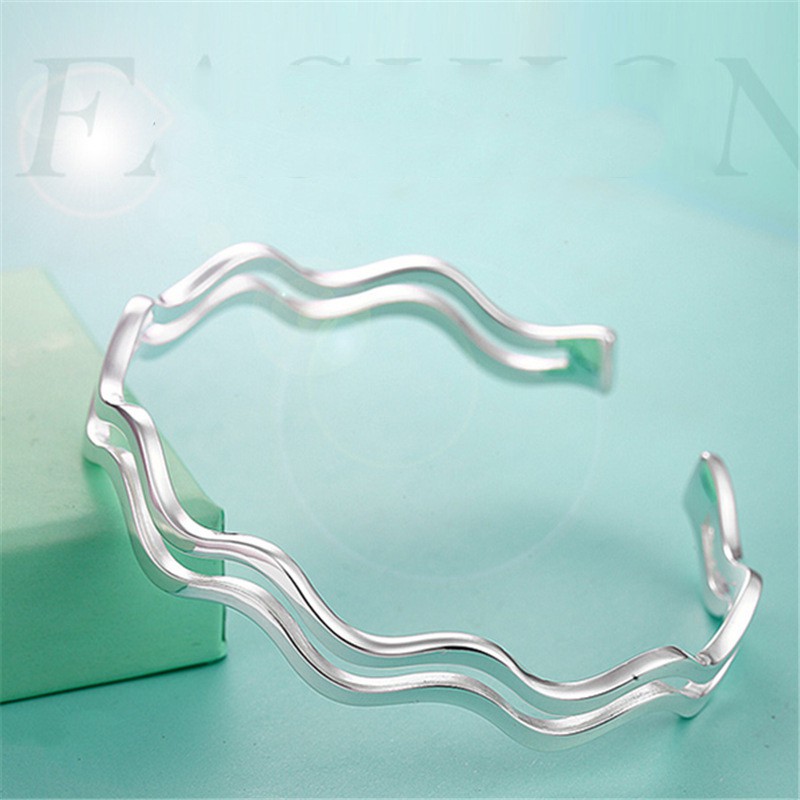 925 gelang perak murni untuk wanita hollow water ripple bracelet fashion jewellery