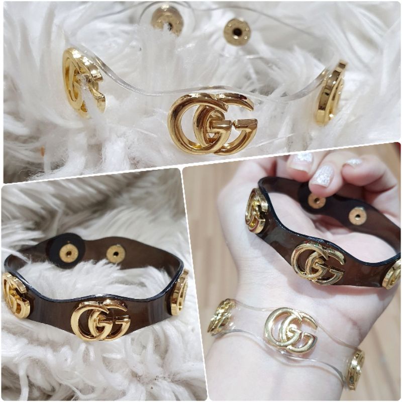 Gelang Brandad Band Motif Gc Gelang Jelly Fashion Import Premium Quality Tidak Karatan Gelang kulit Branded Band G0103