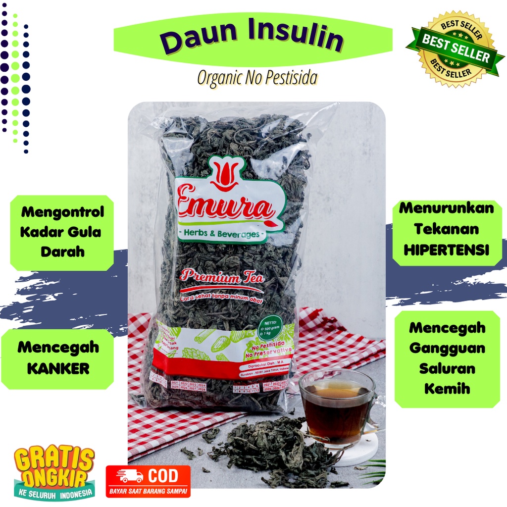 Daun Insulin GRADE PREMIUM / 1 KG / Obat Diabetes Herbal