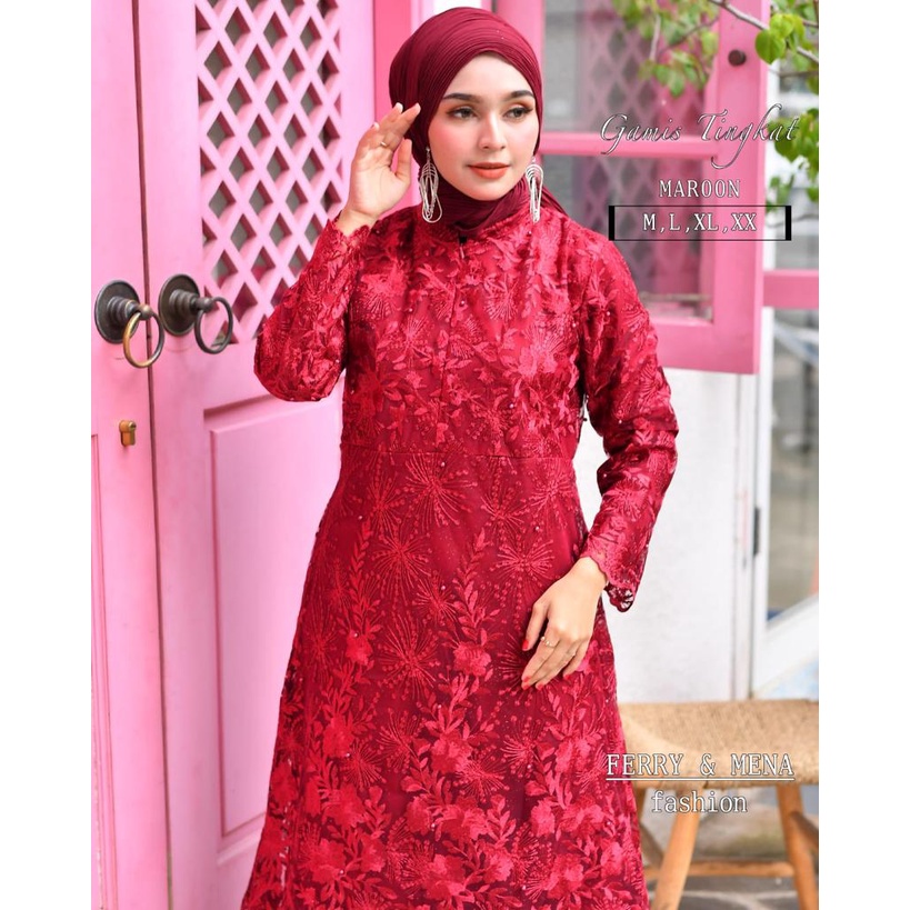 Kadai.baju / Gamis tingkat melayu / Gamis brukat jumbo wanita / Gamis wisuda dan akad