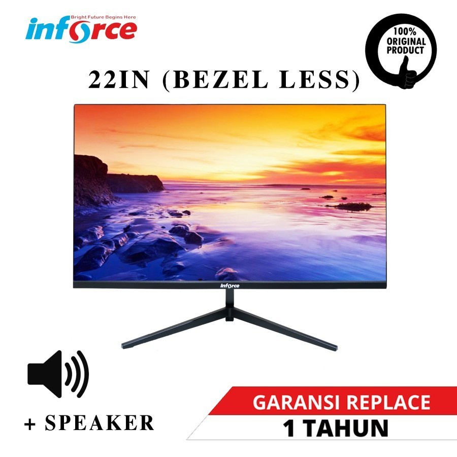 MONITOR LED SLIM 22 INCH INFORCE BEZELLESS SPEAKER HDMI NO BEZEL 22 IN