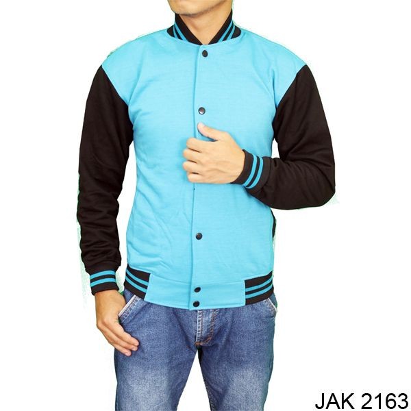 Jaket Baseball Fleece Fleece Biru – JAK 2163