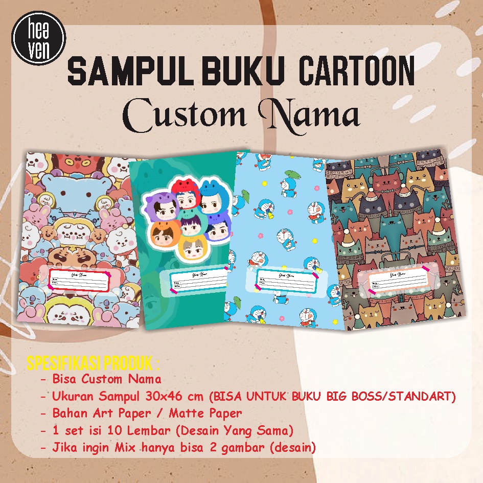 

Sampul Buku Tulis CARTOON - Sampul Buku Tulis AESTHETIC KARTUN - CUSTOM nama