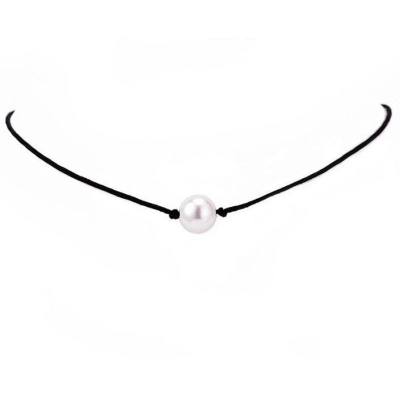 Kalung Choker Korea Tali Mutiara Korean Pearl Necklace Leather