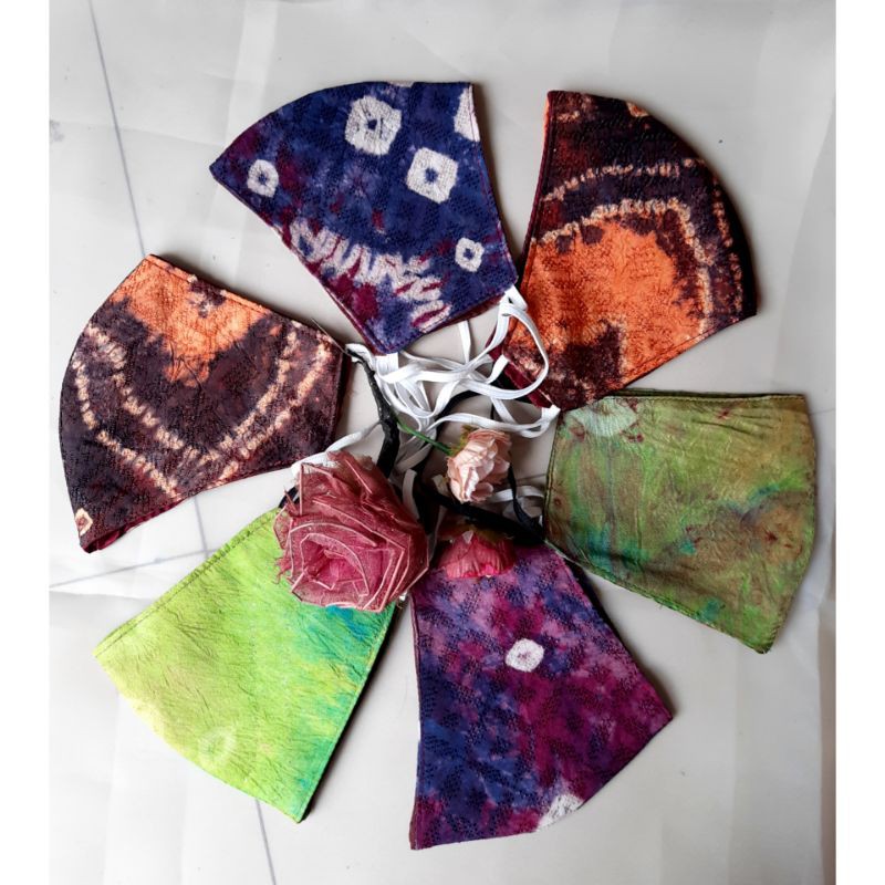 Masker Kain Batik/Etnik/ masker Brokat Earloop Headloop bahan halus  min order 3