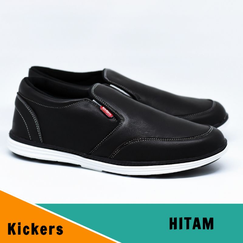 Sepatu Kulit Kickers Pria Slip On Santai Kerja