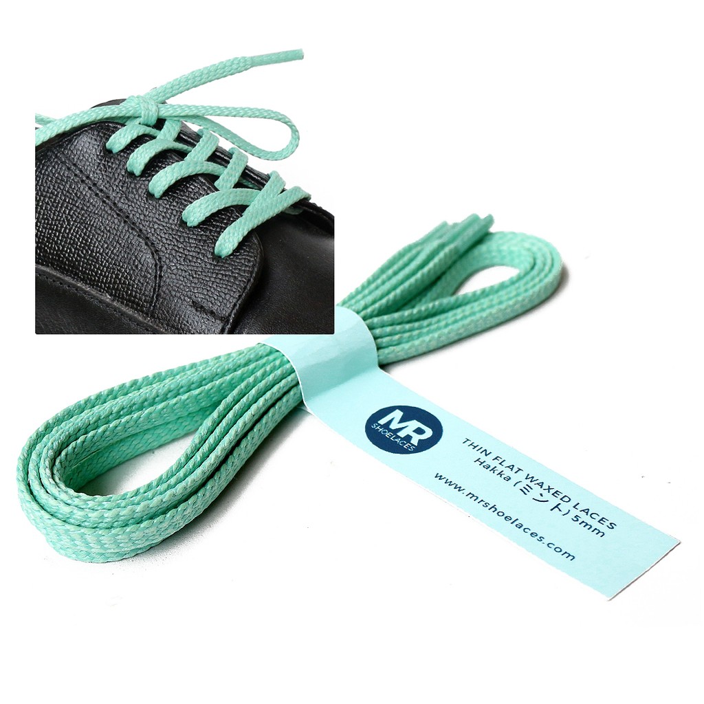 MR Shoelaces TH18 Hakka (Turquoise) Tali Sepatu Lilin Gepeng Thin 3-4mm (Waxed Laces) 50cm 80cm 120cm 150cm Tosca