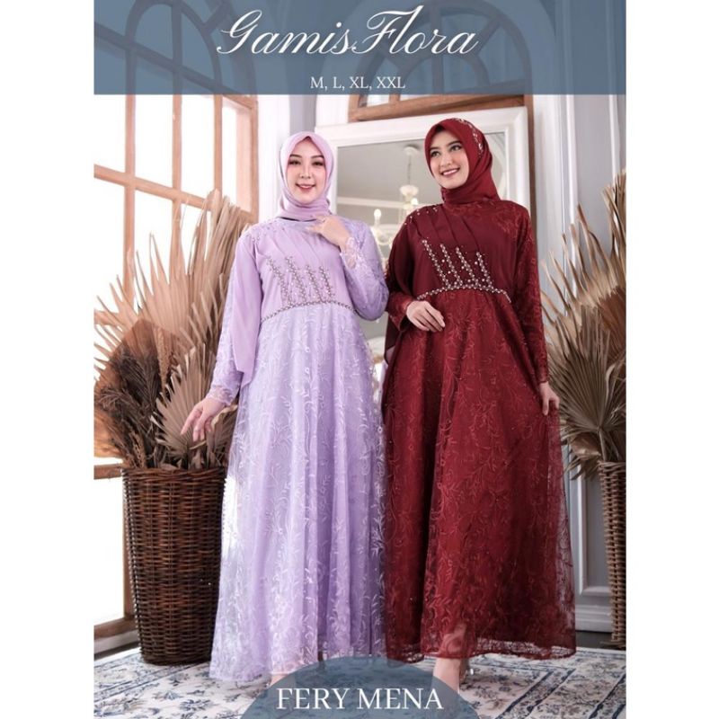 Realpict gamis lebaran terbaruu//gamis pesta terlaris//gamis flora//gamiis tulle mewah