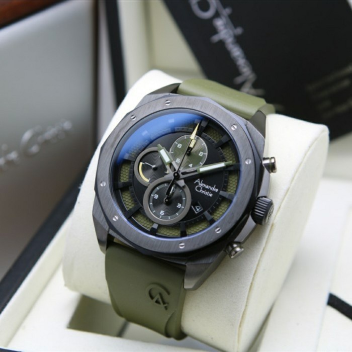 Jam Tangan Alexandre Christie AC 6611 / AC6611 Green Black Original