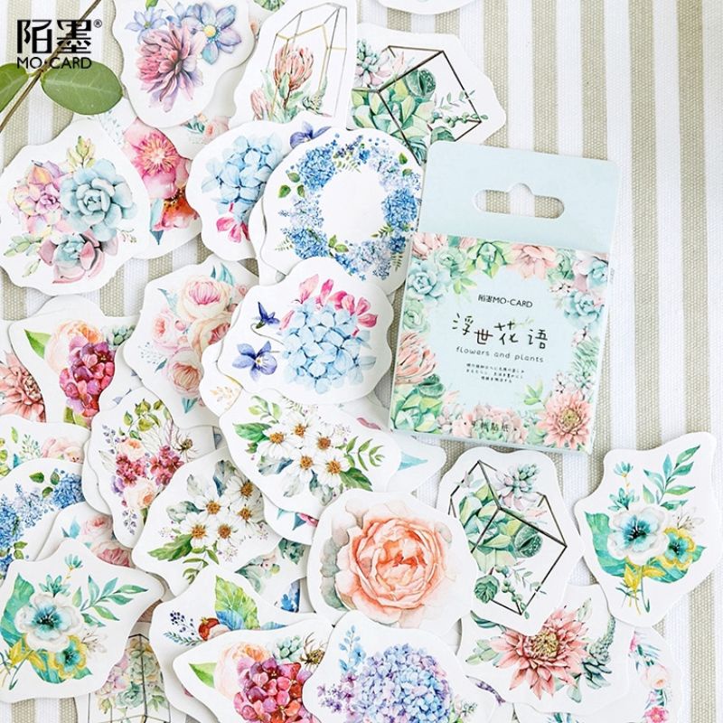 

HUNAM 45 Pcs Sticker Deco Tema Bunga Untuk Sticker Dekorasi Scrapbook Jurnal Diary
