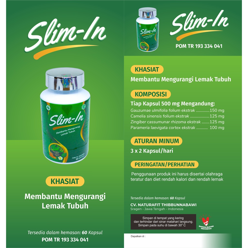 Slim-In Premium Obat Pelangsing 100% Herbal Tanpa BKO