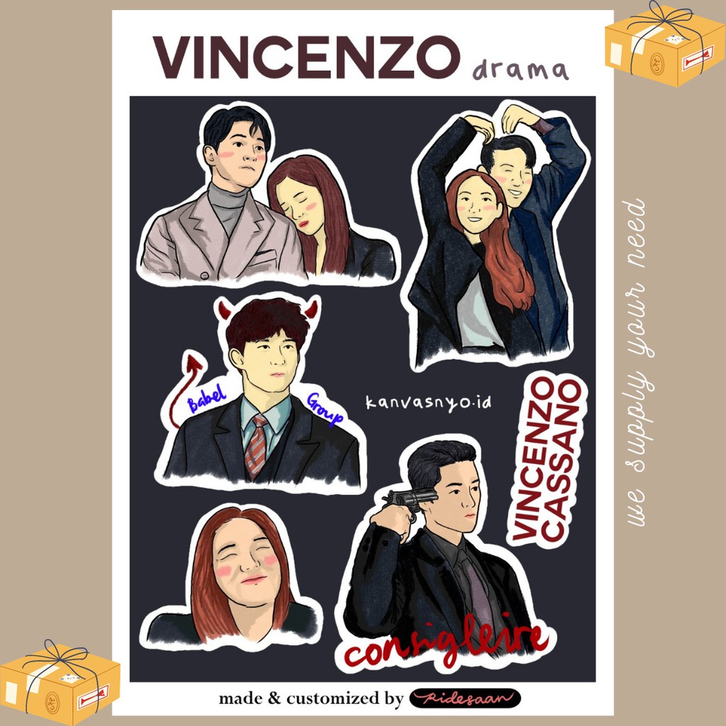Vincenzo Drama Korea Sticker Sheet Waterproof, Song Jong Ki