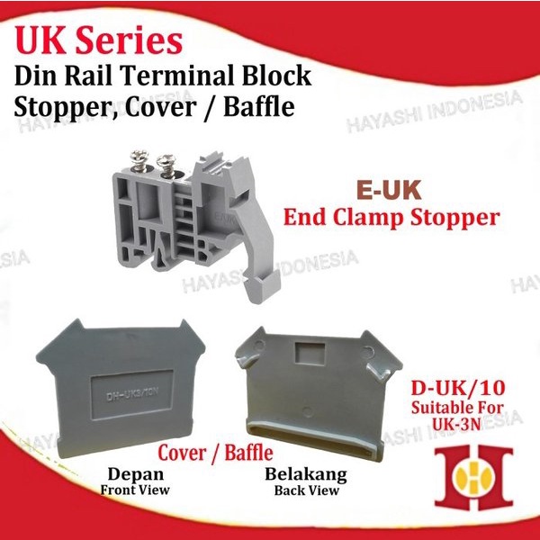 Terminal Block Blok Din Rail End Plate Cover Stopper TAB D-UK4per10 EperUK - 20pcs