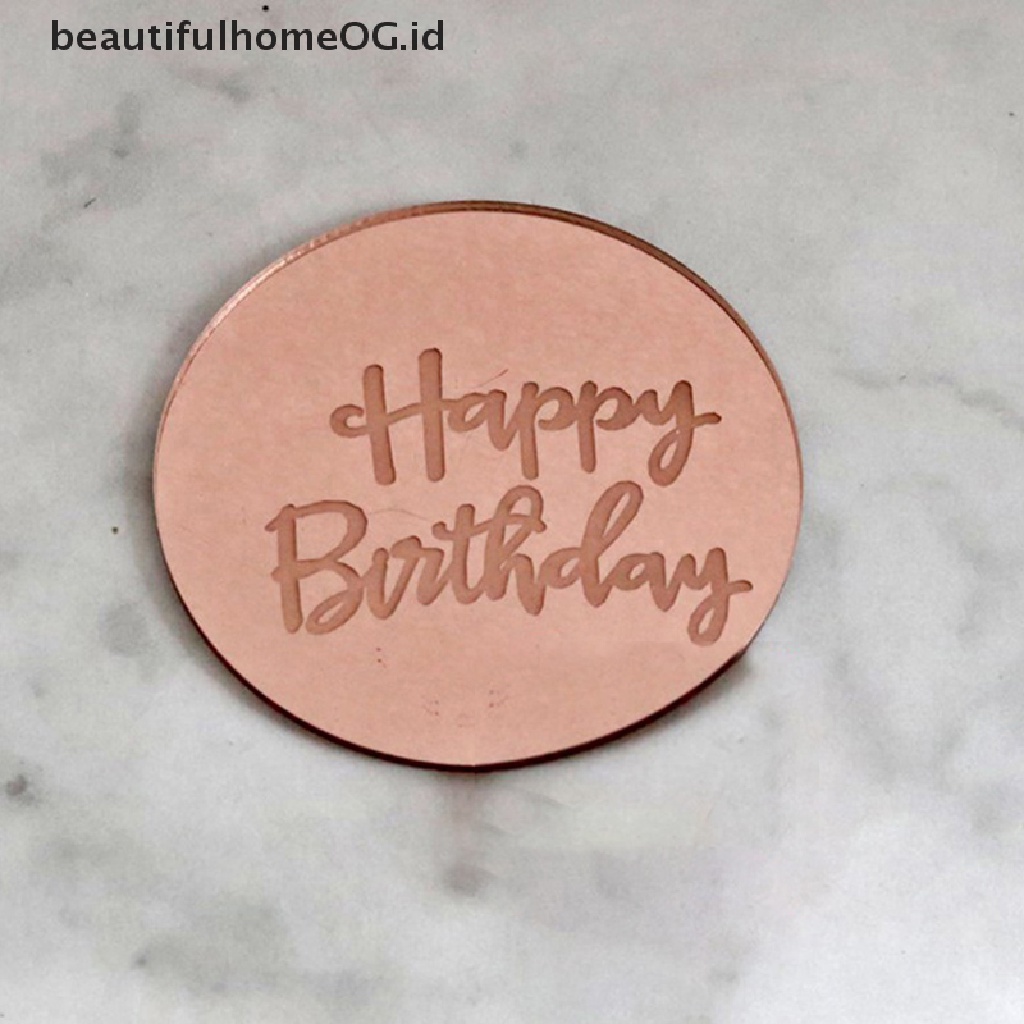 10pcs Topper Kue Bentuk Lingkaran Bahan Akrilik Warna Rose Gold Untuk Ulang Tahun