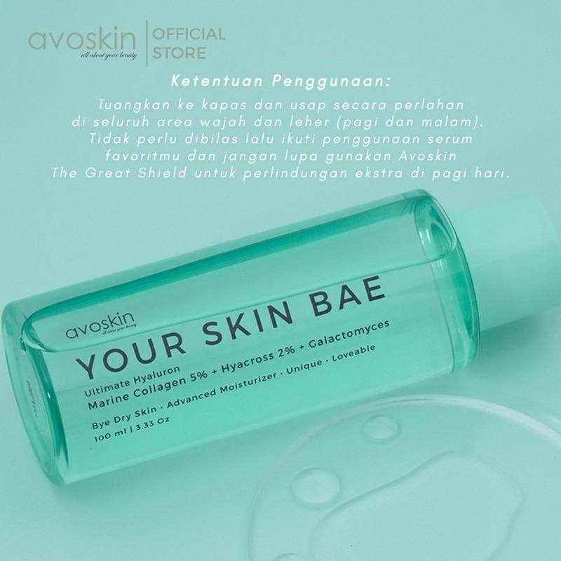 AVOSKIN Your Skin Bae TONER Marine Collagen 5% + Hyacross 2% + Galactomyces 100ml BPOM