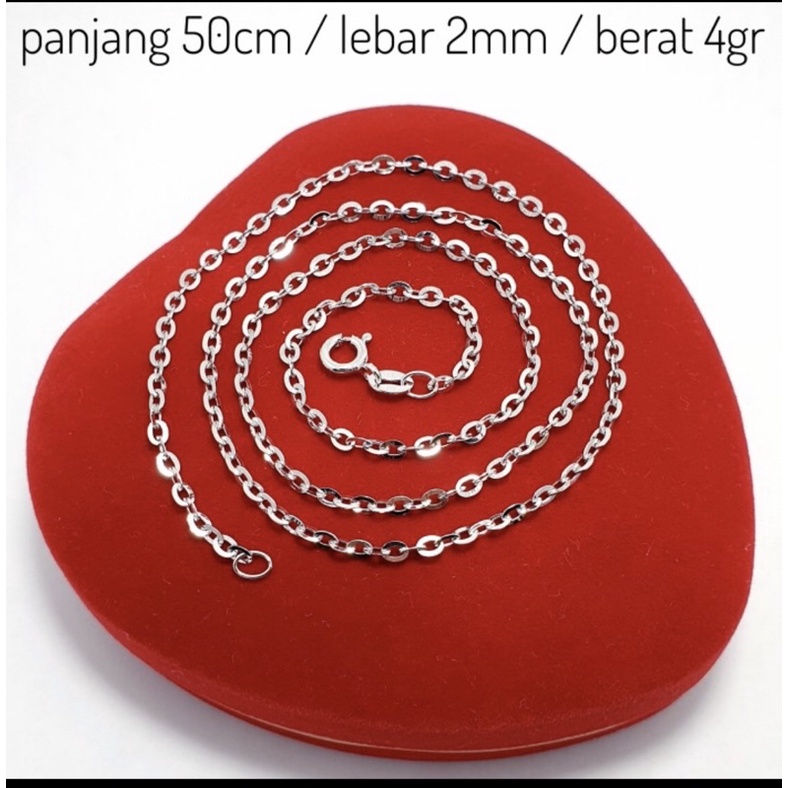 Kalung rantai nori polos 50cm kalung pria kalung wanita kalung perak 925 lapis emas putih S137