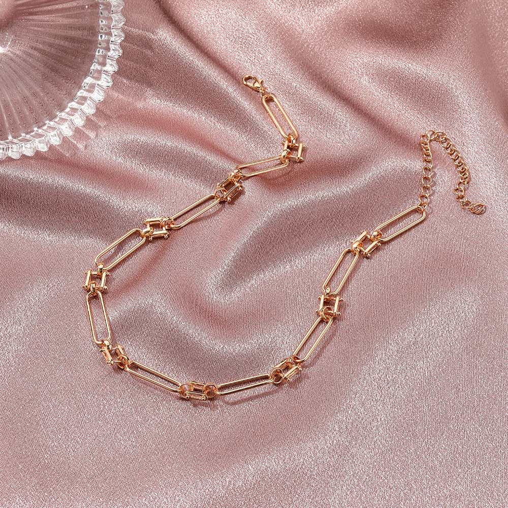 【MHANG】Kalung Pendek Rantai Tebal Sederhana Dalam Rantai Klavikula Wanita Ceruk Mewah Ringan Aksesoris Jahitan Mode Retro