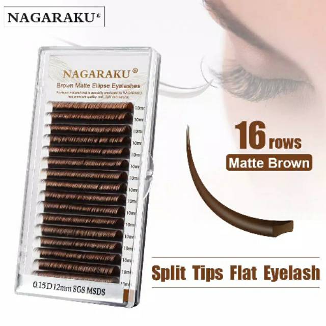 NAGARAKU MATTE BROWN COLOUR super lembut halus eyelash extension bulumata coklat