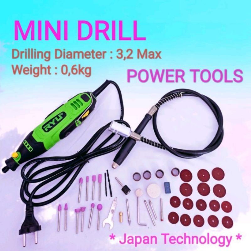 Mesin bor cun poles ukir mini plus flexible/mini die grinder tuner drill/bor gerinda amplas mini RYU