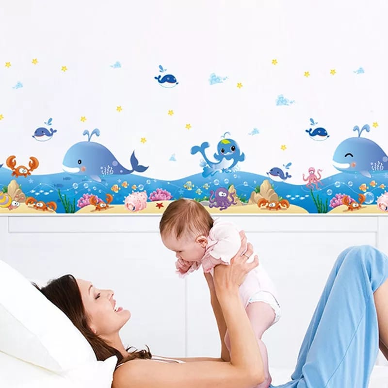 Wallsticker Dekorasi Dinding Tembok Dolphin Di Laut