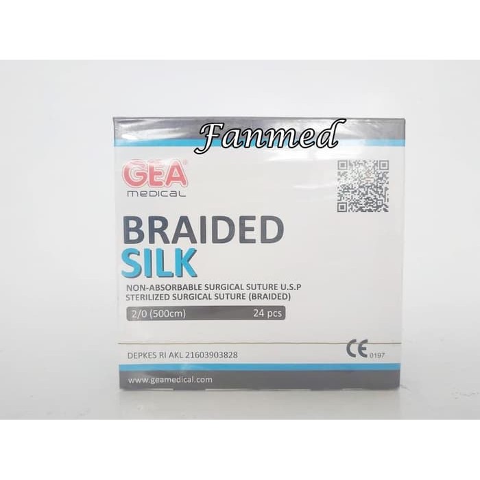 Benang Jahit Operasi Bedah Sutera Braided Silk 2/0 500cm Gea Box