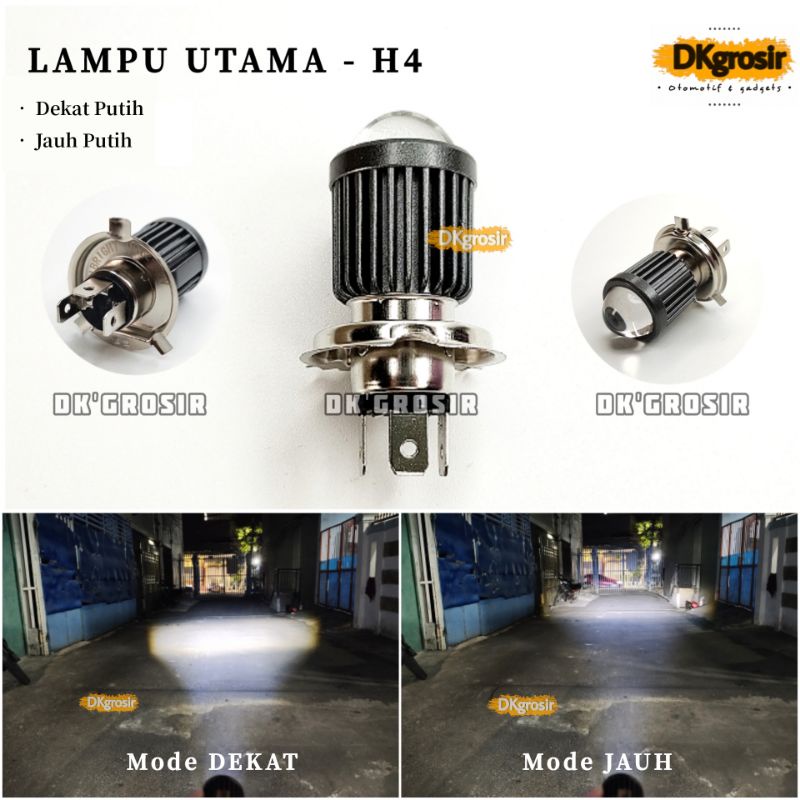 IBRIGHT - Lampu Depan tipe laser - Lampu Utama Laser LED  H4 - JAUH KUNING DEKAT PUTIH - High Low - Motor Vixion MOGE-PUTIH-PUTIH