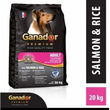 ganador salmon & rice adult dog food 20kg bagus