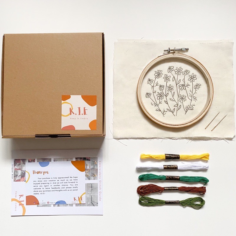 EMBROIDERY KIT PACKAGE DAISY PAKET MENYULAM  UNTUK  PEMULA  