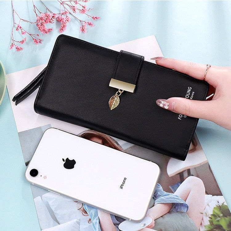 DOMPET PANJANG WANITA KOREA KULIT PREMIUM MEWAH DAUN FASHION SCALY MURAH LIPAT WA093B5