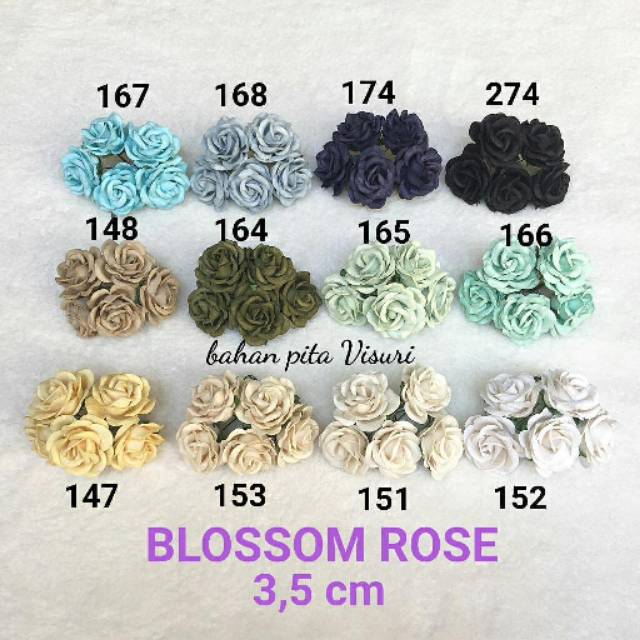 Paper Flower Blossom Rose 3,5 cm Seri C