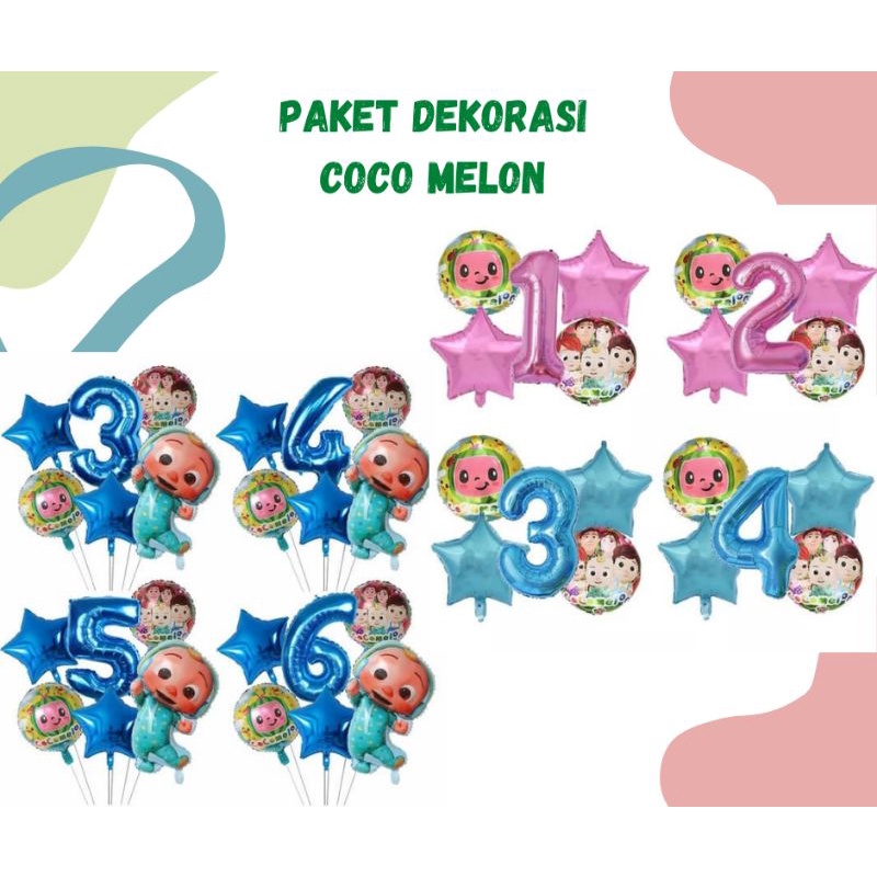 paket dekorasi balon  foil karakter ultah HBD anak cocomelon coco melon lucu karakter anak laki perempuan